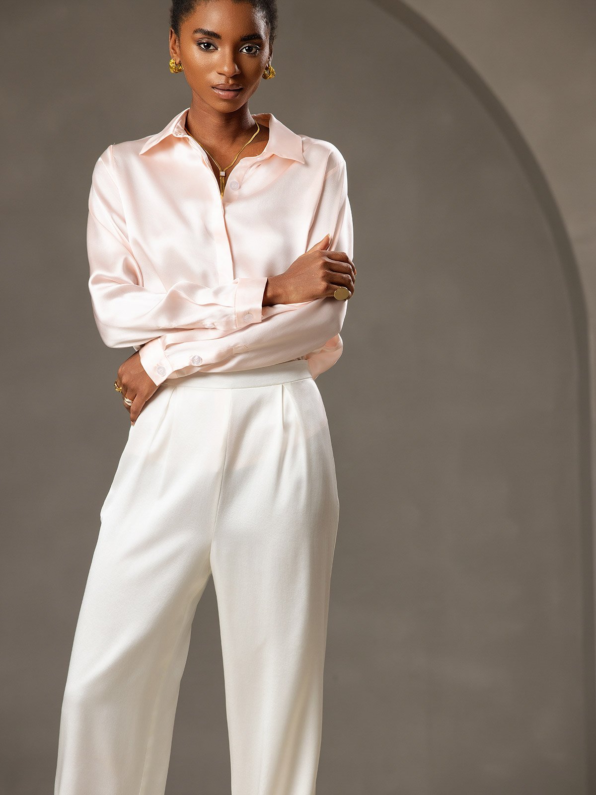 [Hvit] SilkSilky-NO 19Momme Damebukser 003