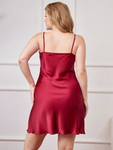 [Vin] SilkSilky-NO Spaghetti Stropp V Hals Plus Size Dress 002