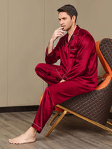 [Vin] SilkSilky-NO Long Sleeve Lapel Collar Pyjamas for menn 005