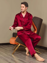 [Vin] SilkSilky-NO Long Sleeve Lapel Collar Pyjamas for menn 007