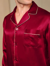 [Vin] SilkSilky-NO Long Sleeve Lapel Collar Pyjamas for menn 009