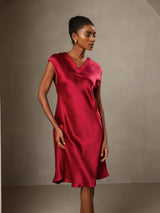 [Vin] SilkSilky-NO Cap Sleeve V Neck Kjole 001