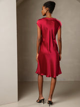 [Vin] SilkSilky-NO Cap Sleeve V Neck Kjole 002