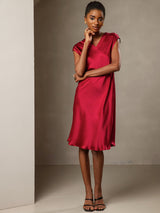 [Vin] SilkSilky-NO Cap Sleeve V Neck Kjole 006