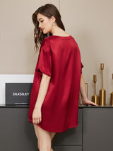 [Vin] SilkSilky-NO Short Sleeve Round Neck Pyjamas for Kvinner 002
