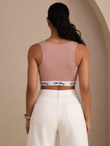 [Rosa] SilkSilky-NO Sleeveless Crew Neck Camisole Topp 002
