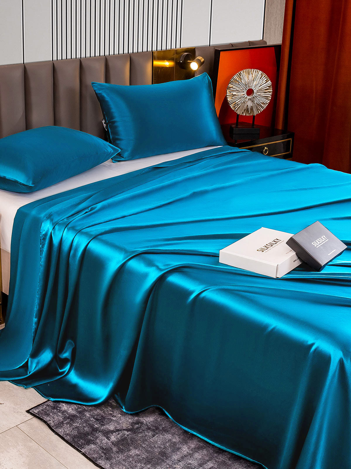 [Blågrønn] SilkSilky-NO 22Momme Bedding Set 004