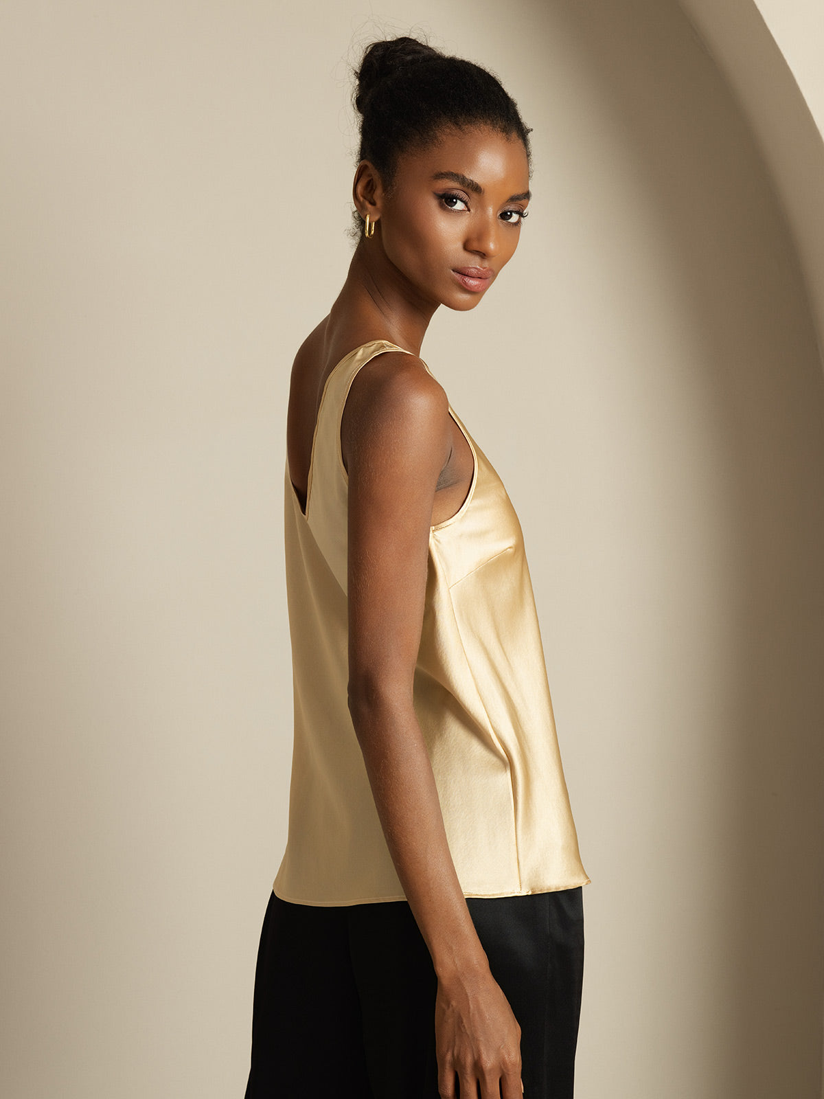 [Champagne] SilkSilky-NO 19Momme Silke V-Hals Camisole Topp 003