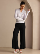 [Grå] SilkSilky-NO Long Sleeve Wrap Damebluser 006