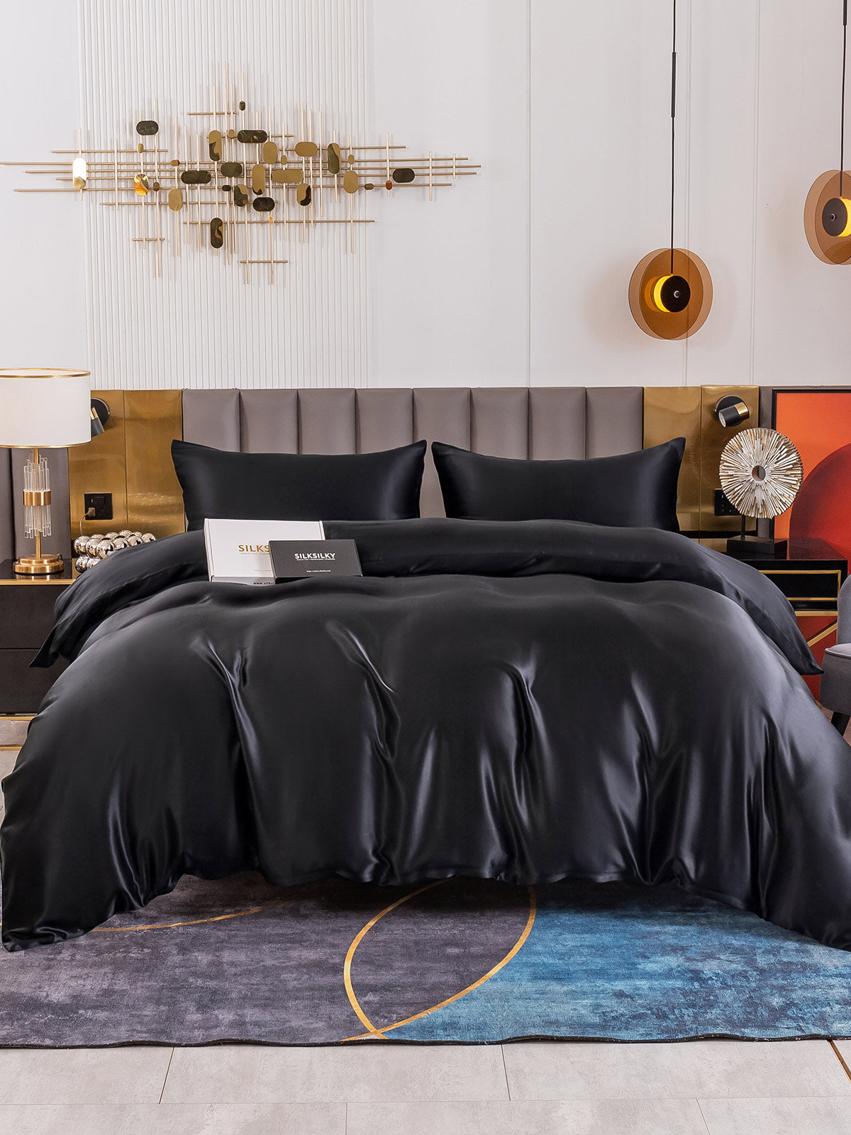 [Svart] SilkSilky-NO 19Momme Bedding Set 002