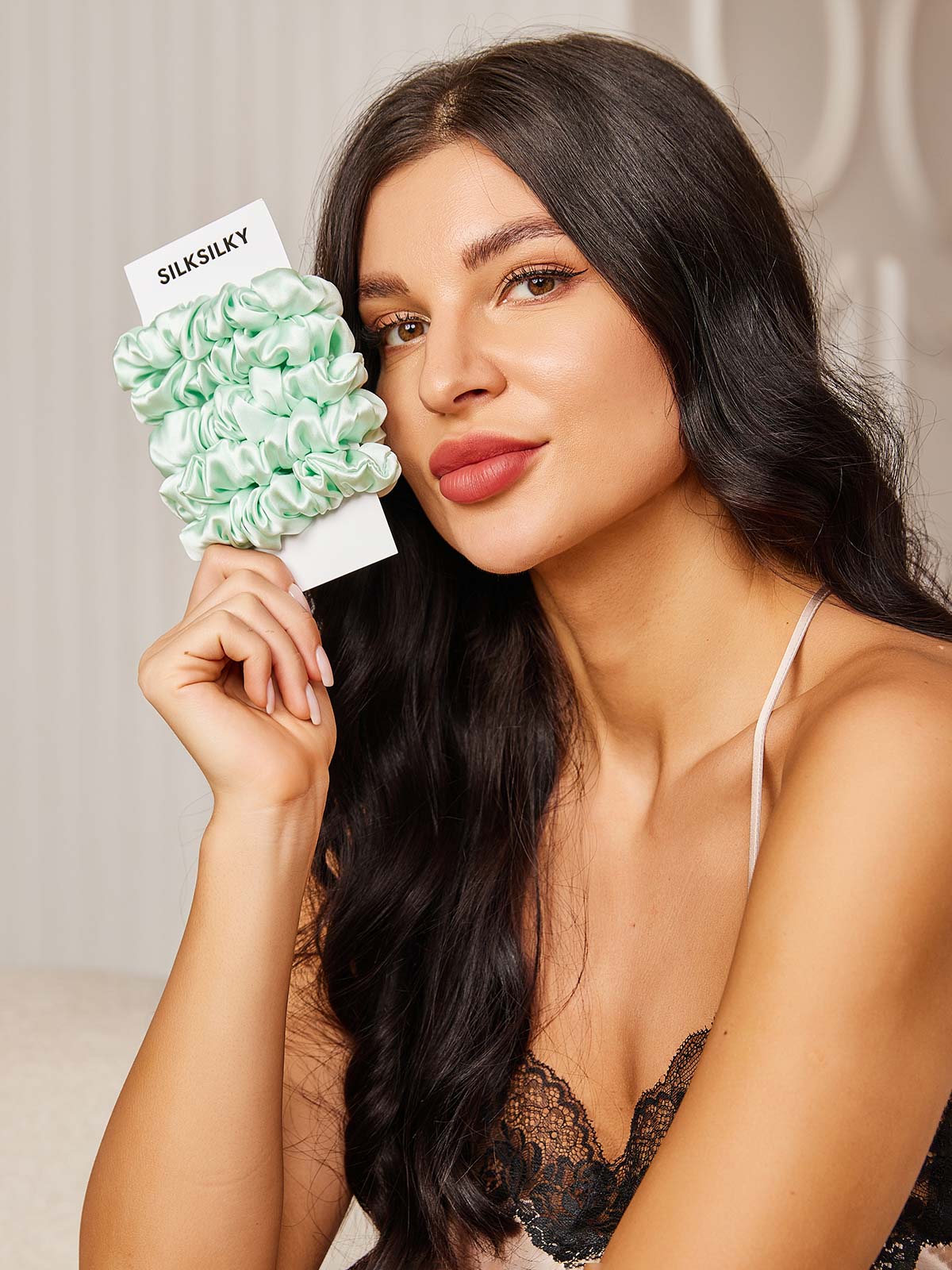 [Lysegrønn] SilkSilky-NO 19Momme Scrunchie 001