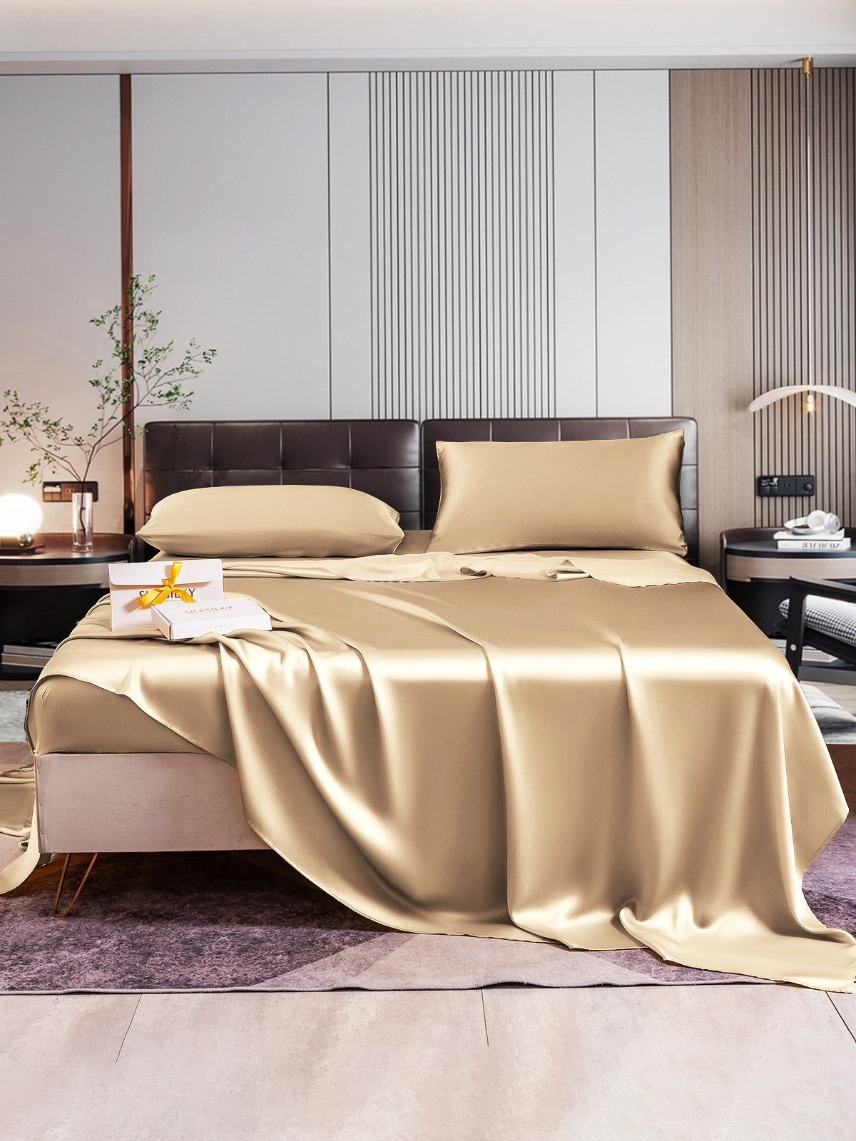 [Beige] SilkSilky-NO 22Momme Bedding Set 005