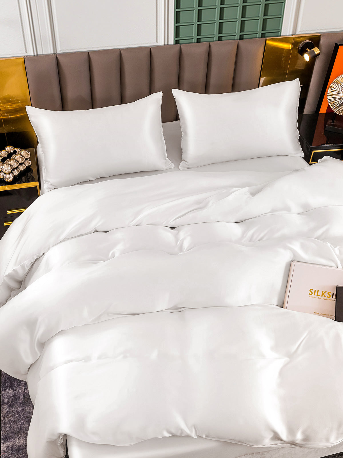 [Hvit] SilkSilky-NO 25Momme Bedding Set 006