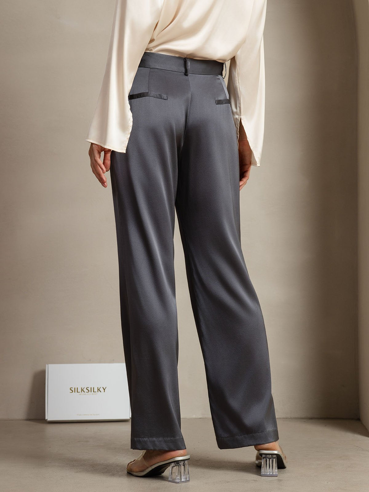 [Mørkegrå] SilkSilky-NO 19Momme Silke Womens Pants 006