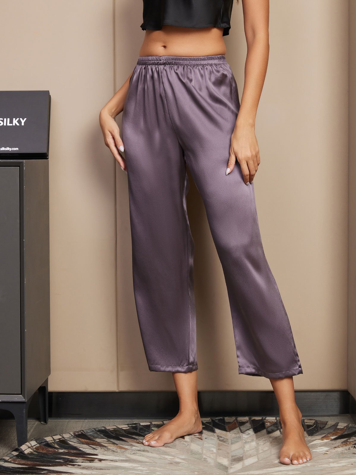 [Lilla Grå] SilkSilky-NO Womens Sleep Bottoms 004