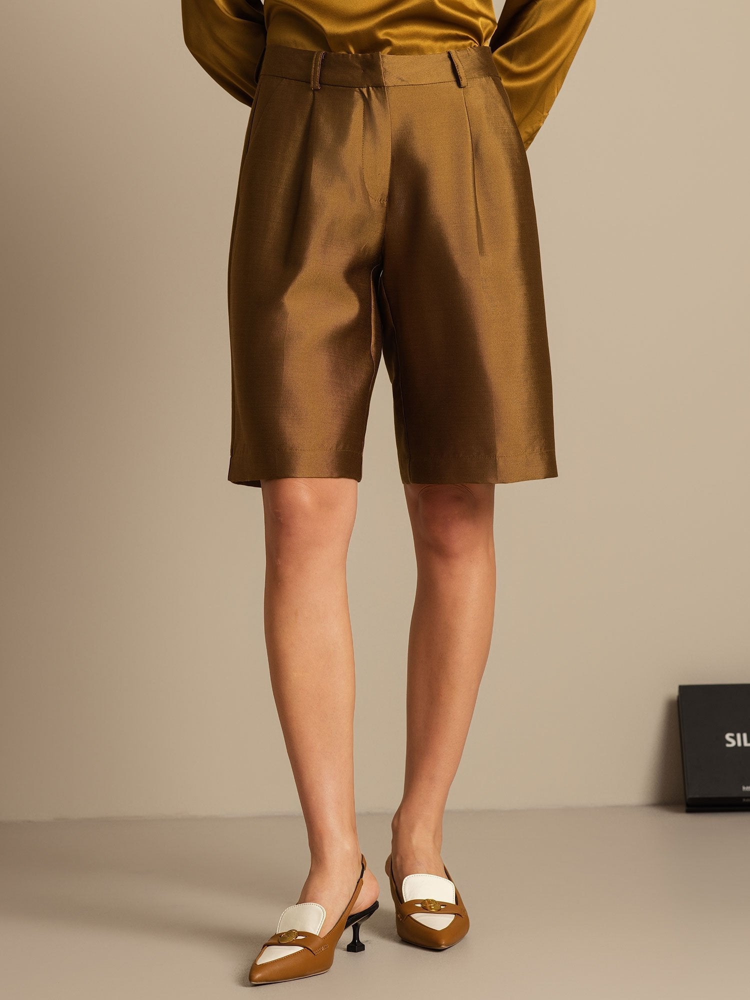 [Bronse] SilkSilky-NO 32Momme Silk-Wool Blend Womens Shorts 006,