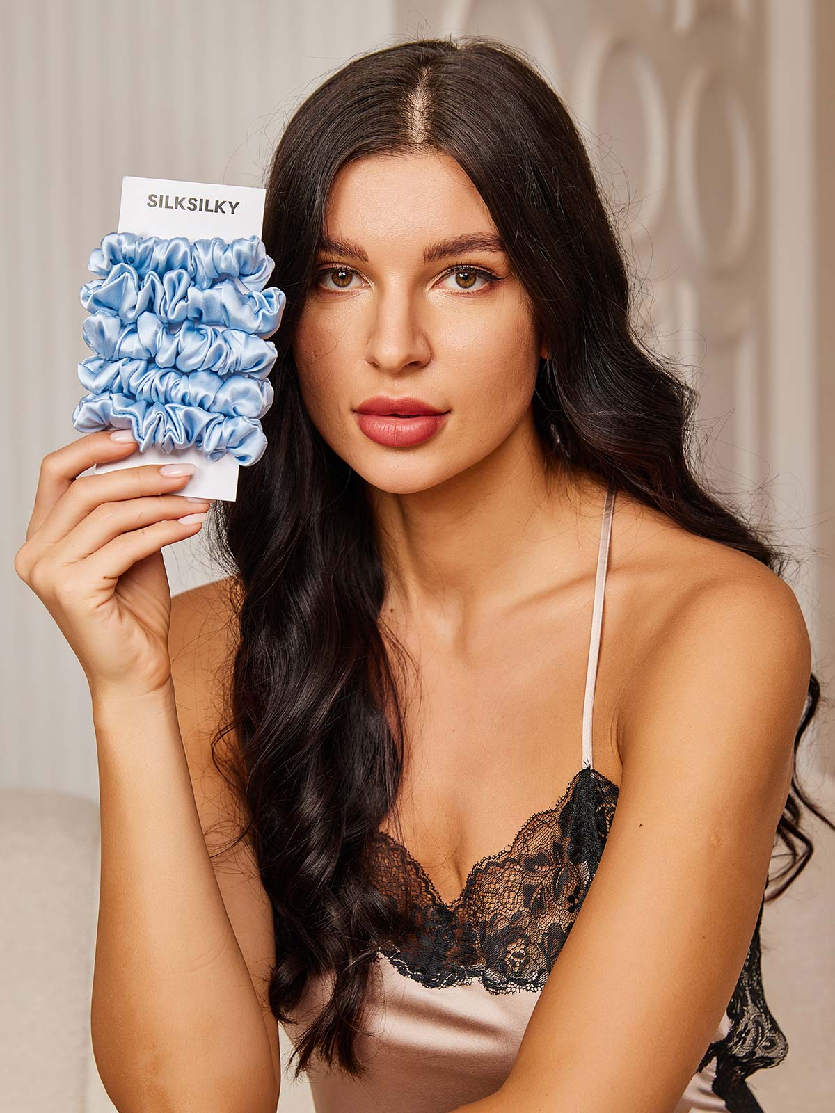 [Himmelblå] SilkSilky-NO 19Momme Scrunchie 001