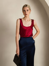[Vin] SilkSilky-NO 19Momme Ermeløs Dyp Rund Halsutringning Camisole Topp 004