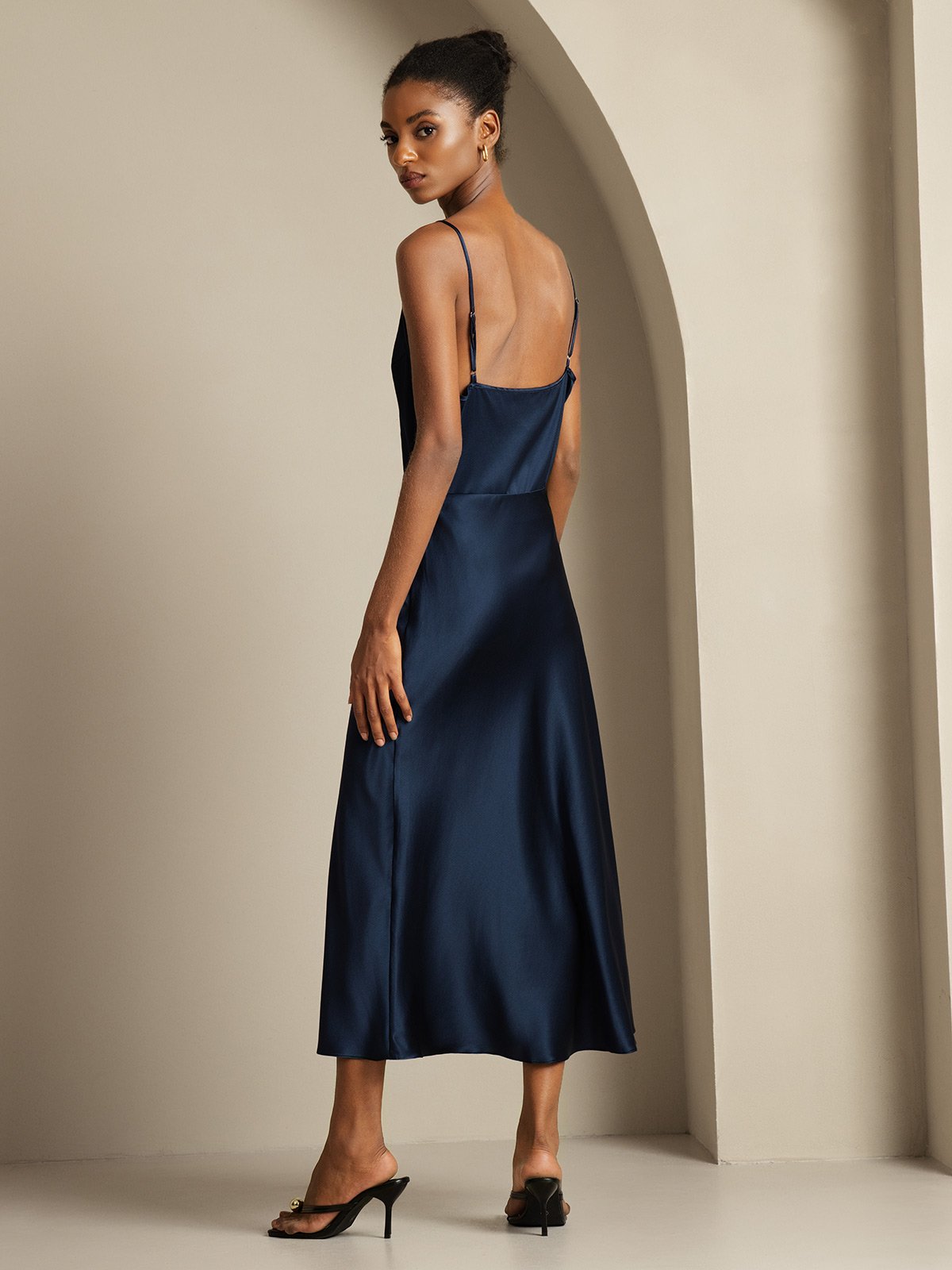 [Mørke blå] SilkSilky-NO 19Momme Silke Womens Outfit Sets 002,