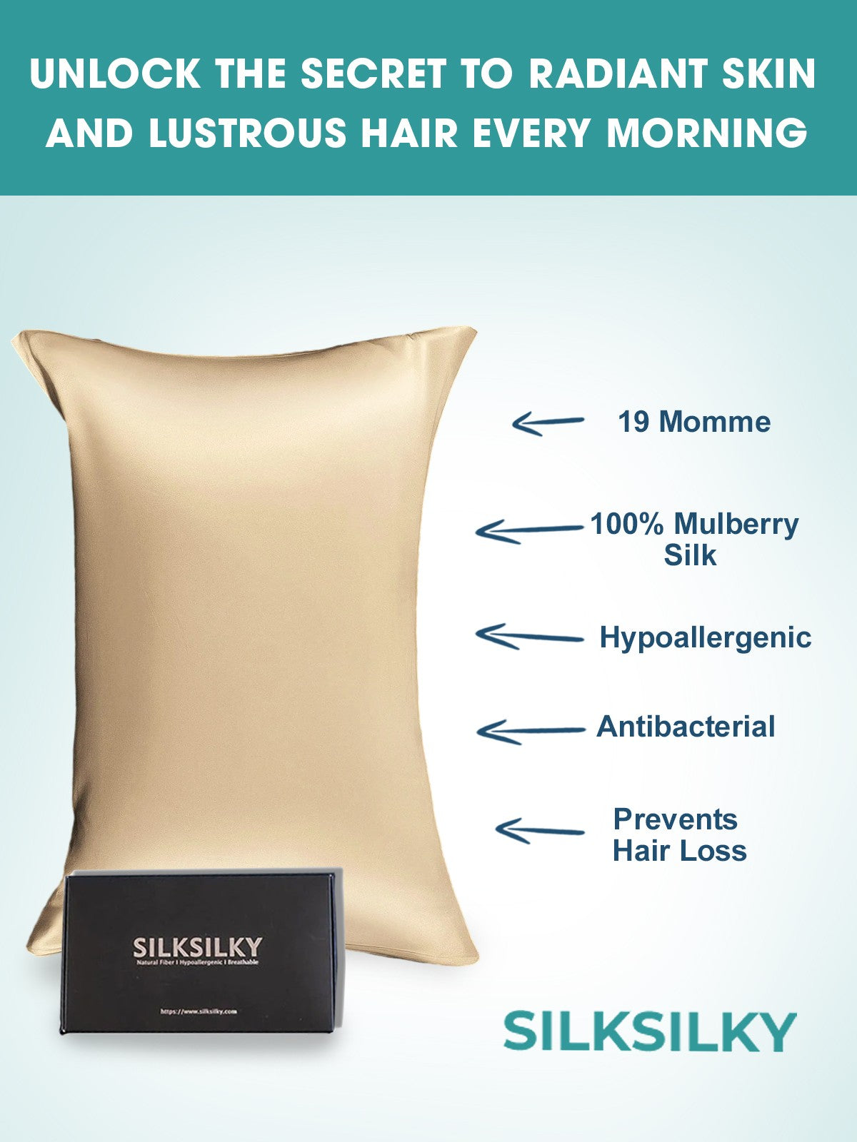 [Beige] SilkSilky-NO 19Momme Pillowcase 002