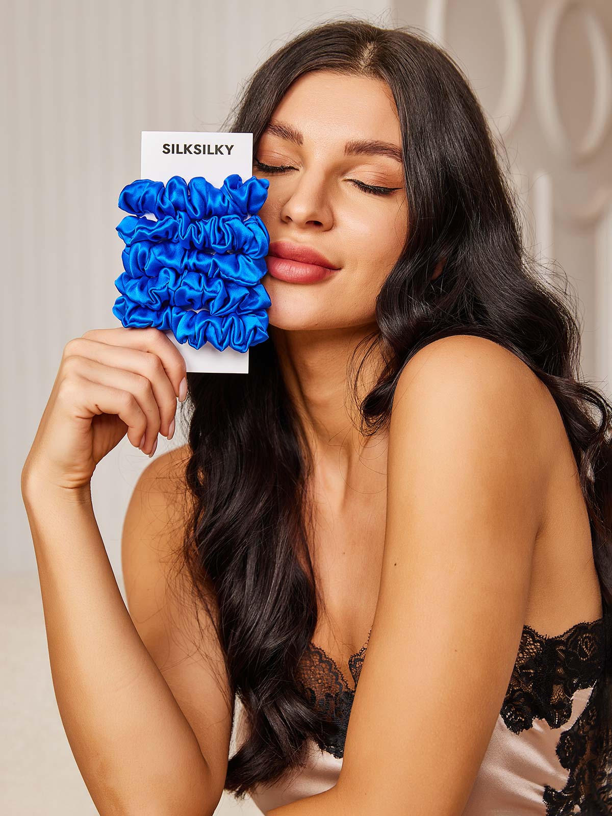 [Blå] SilkSilky-NO 19Momme Scrunchie 002