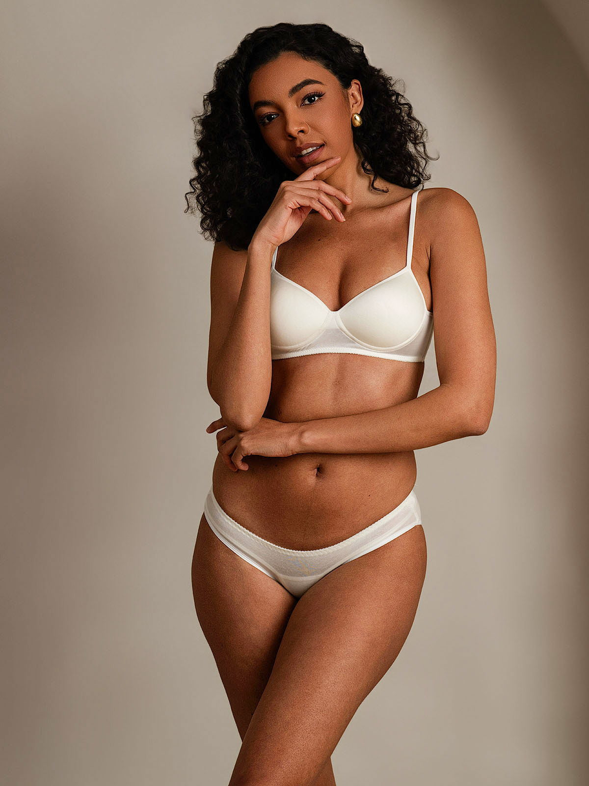 [Hvit] SilkSilky-NO Silk Knitted Bra&Panty Set 004