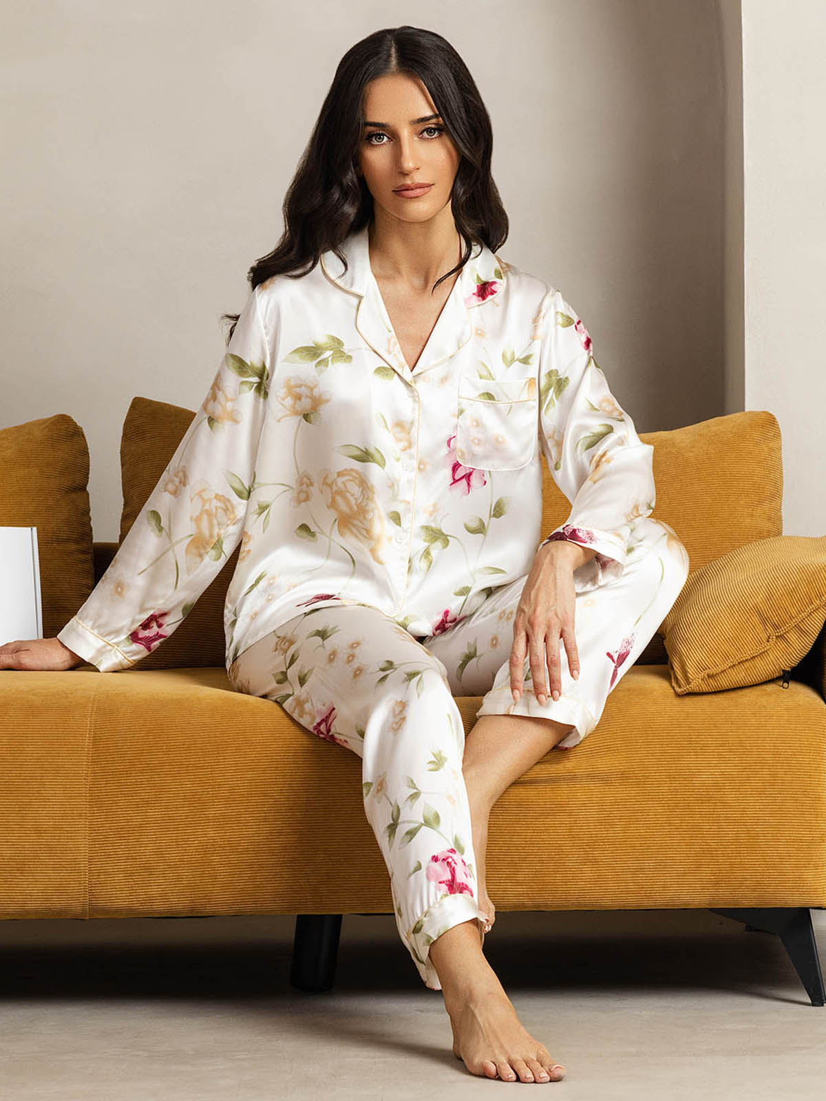 [Elfenbensblomst] SilkSilky-NO Womens Pajamas 004