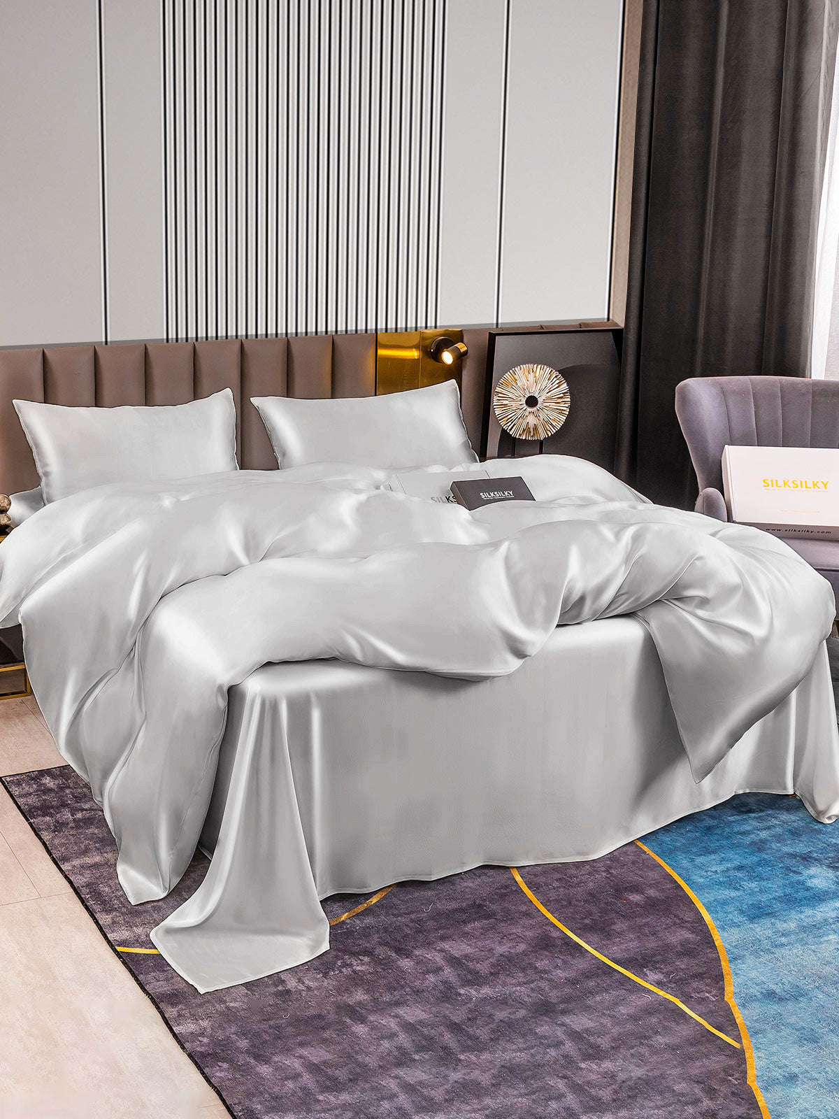 [Sølv] SilkSilky-NO 22Momme Bedding Set 004