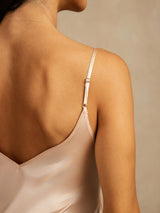 [Lyserosa] SilkSilky-NO Spaghetti Strap V Neck Nattkjole 005