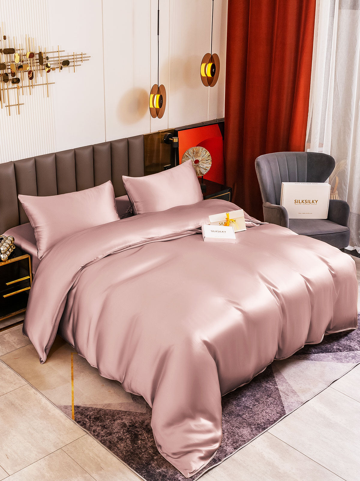 [Blek Mauve] SilkSilky-NO 19Momme Bedding Set 005