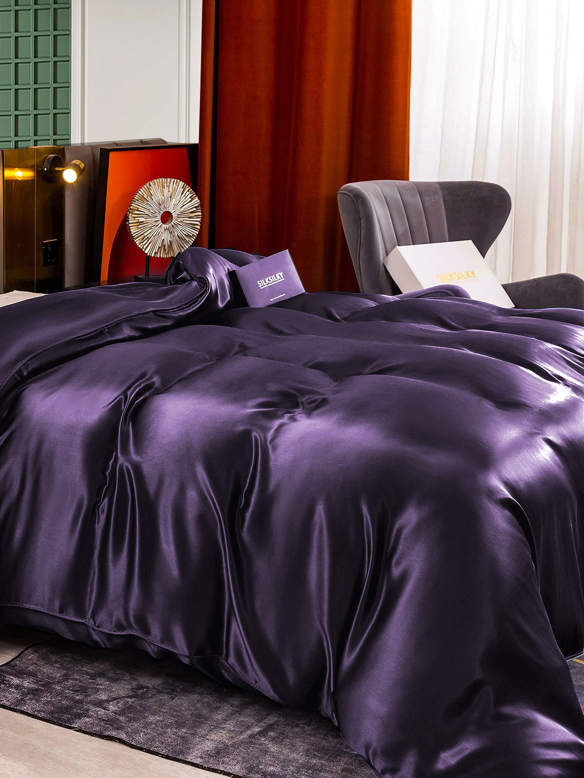 [Mørklilla] SilkSilky-NO 25Momme Duvet Cover 004