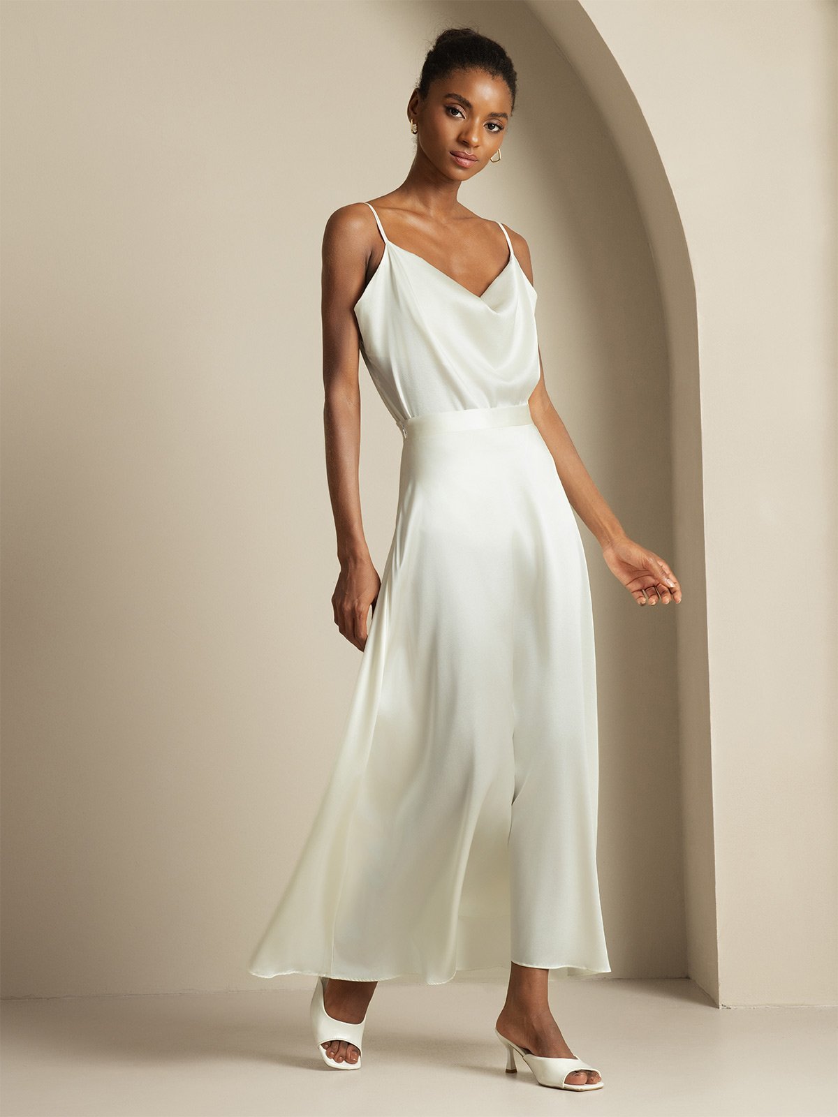 [Hvit] SilkSilky-NO 19Momme Silke Womens Outfit Sets 004,