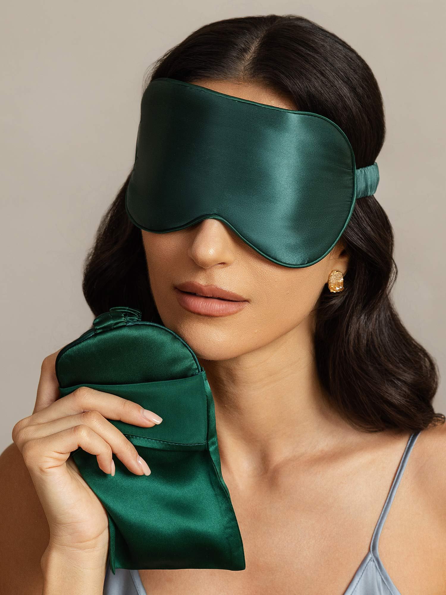 [MørkGrønn] SilkSilky-NO Silke Eye Mask 003