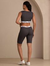 [Grå] SilkSilky-NO Sleeveless Crew Neck Women's Outfit Sets 002