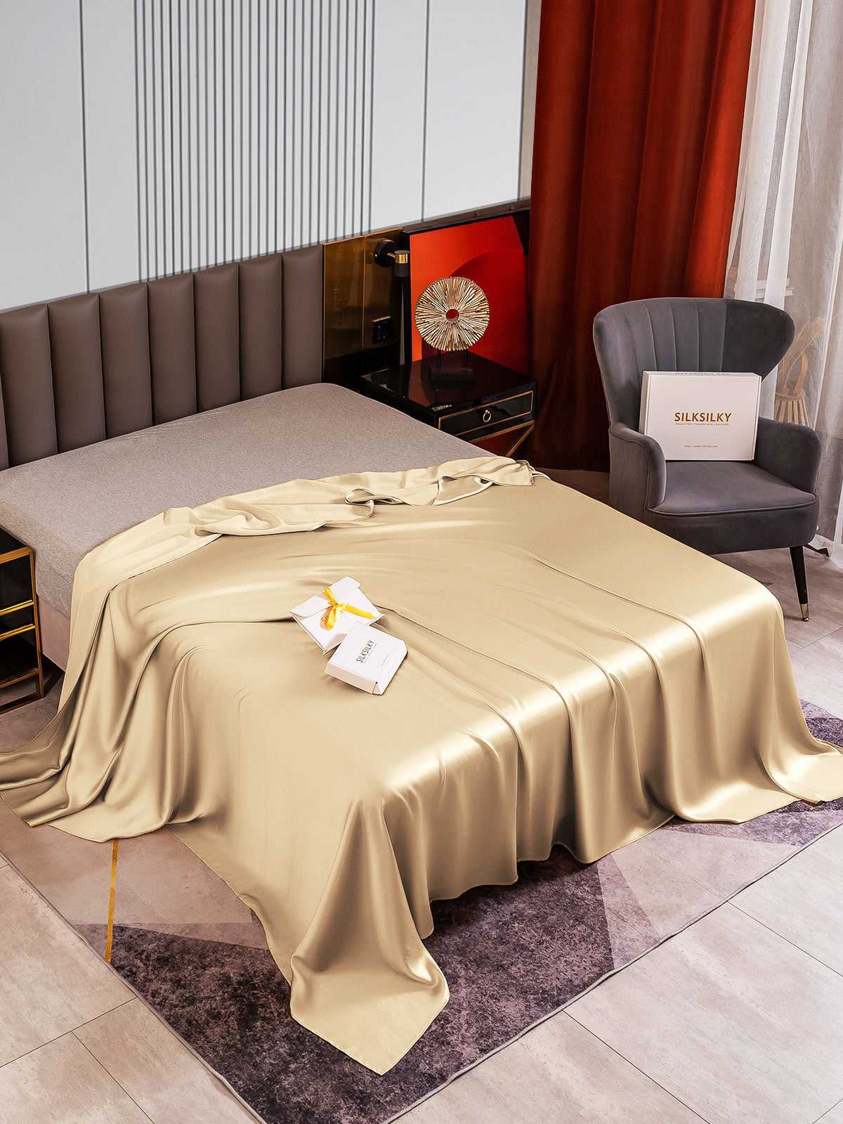 [Beige] SilkSilky-NO 22Momme Sheet 002