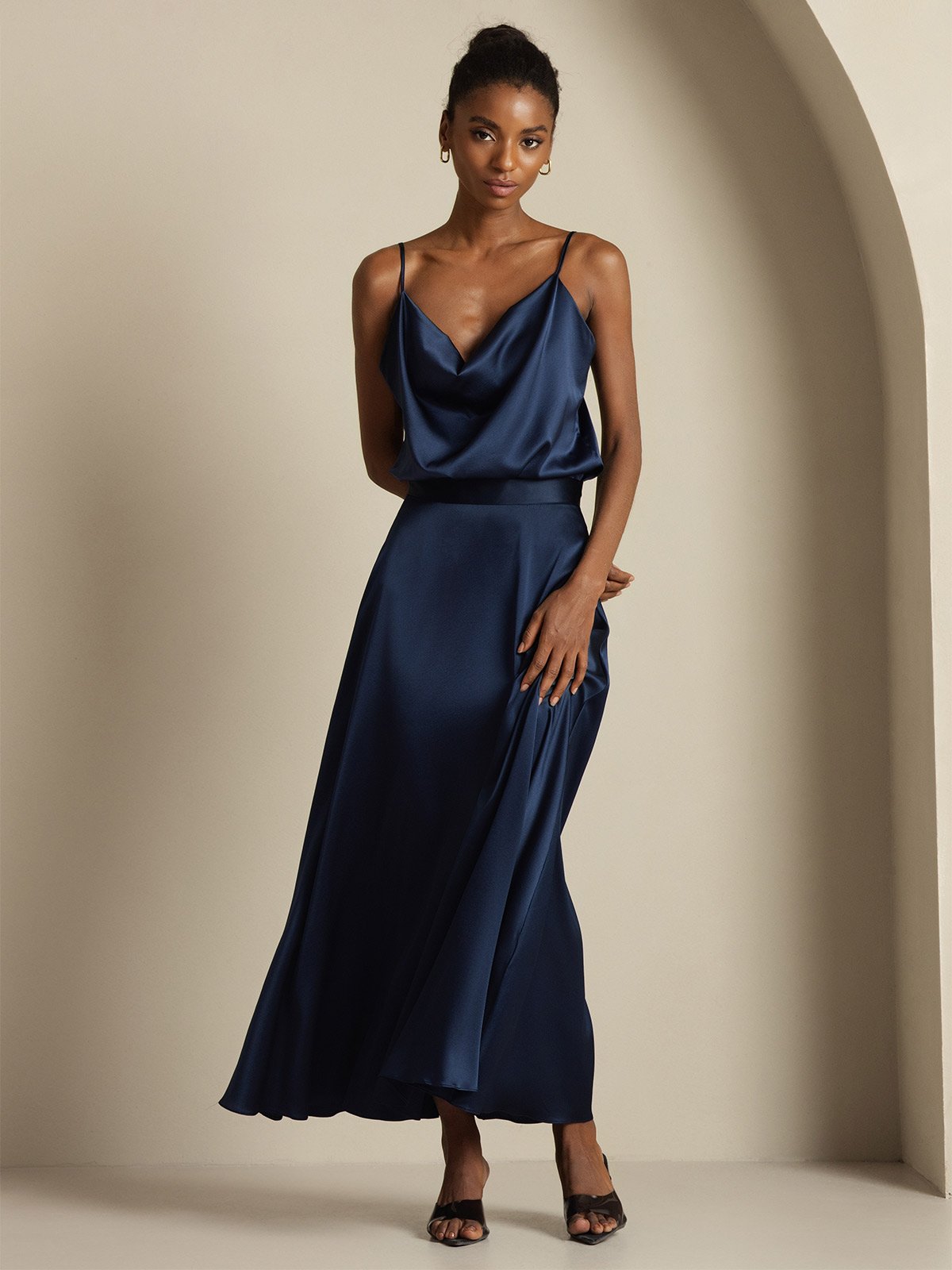 [Mørke blå] SilkSilky-NO 19Momme Silke Womens Outfit Sets 004,