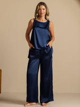 [Mørke blå] SilkSilky-NO Sleeveless Scoop Neck Camisole Topp 008