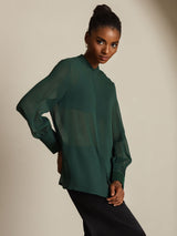 [Mørk Grønn] SilkSilky-NO Silke Womens Shirt 007