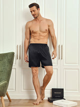 [Svart] SilkSilky-NO Men's Sleep Shorts 005