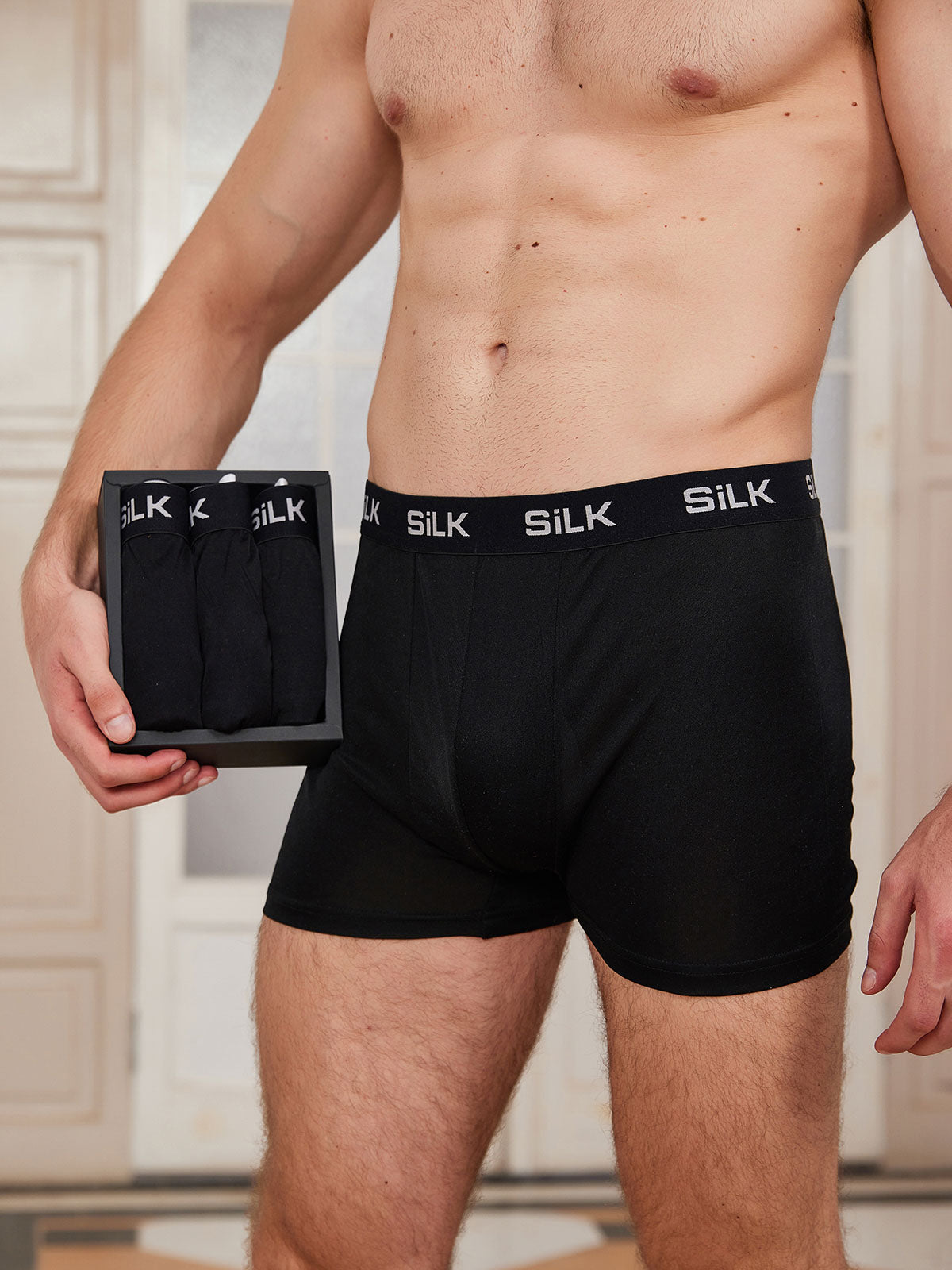 [Svart] SilkSilky-NO Mens Underwear 001