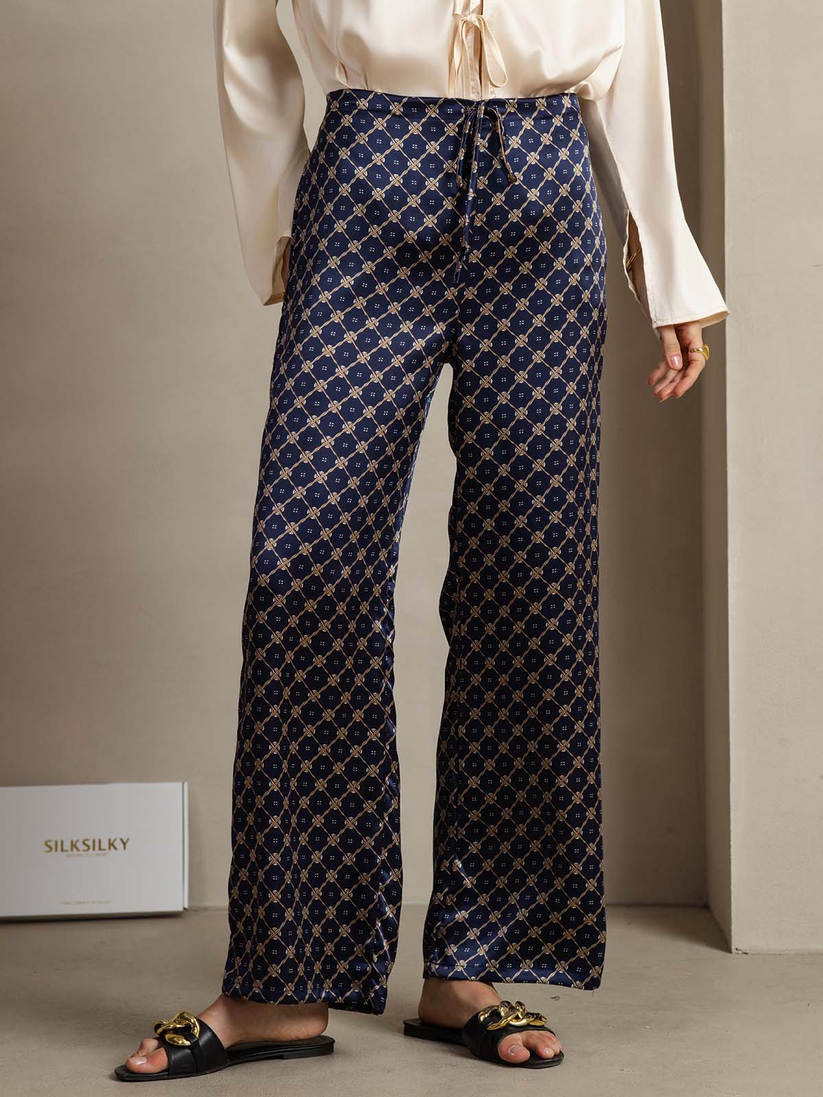 [Marine Kjede] SilkSilky-NO 19Momme Silke Womens Pants 001