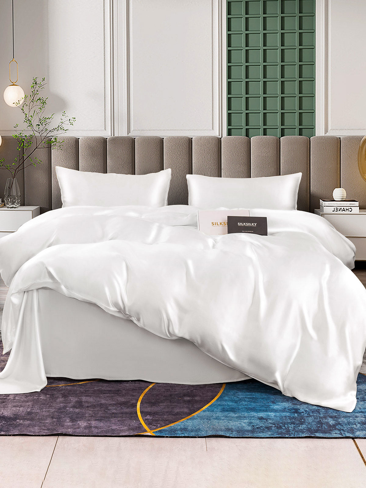 [Hvit] SilkSilky-NO 25Momme Bedding Set 001
