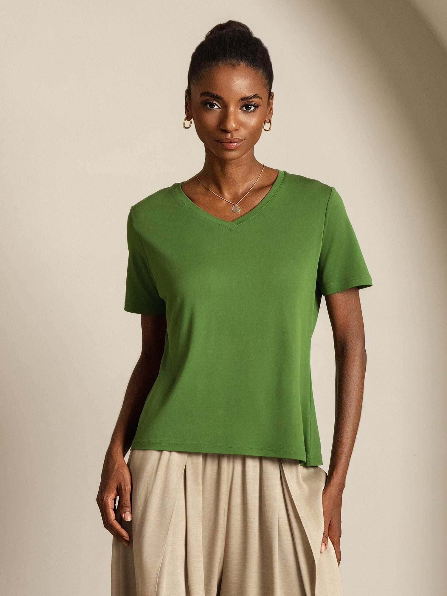[Grønn] SilkSilky-NO Silke Womens T-Shirt 008