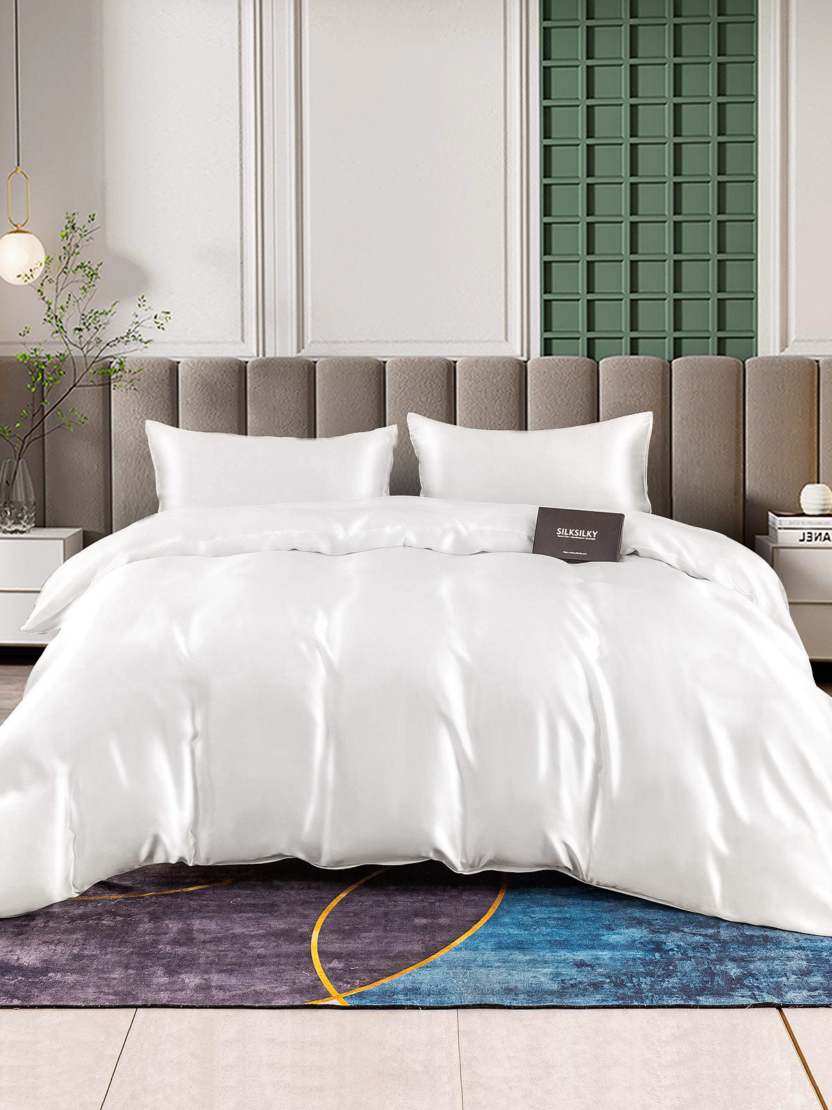 [Hvit] SilkSilky-NO 25Momme Bedding Set 002