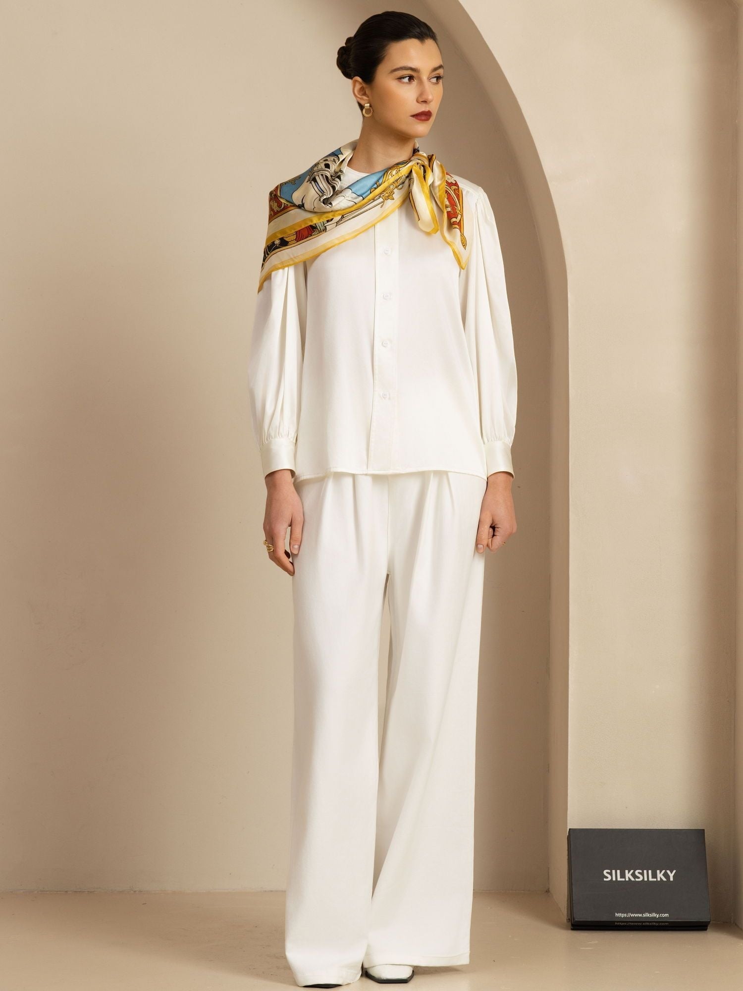 [P107] SilkSilky-NO Pure Silk Scarf 005