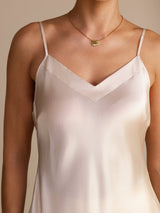 [Beige] SilkSilky-NO Spaghetti Strap V Neck Camisole Topp 004