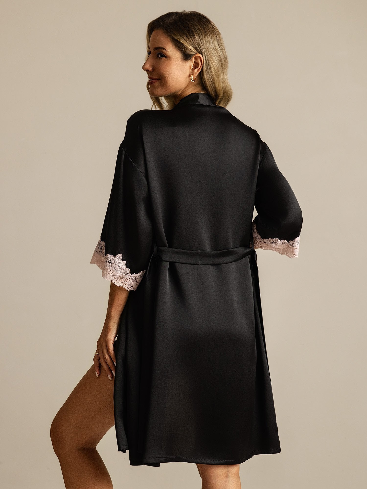 [Svart] SilkSilky-NO Silke Womens Robe 002