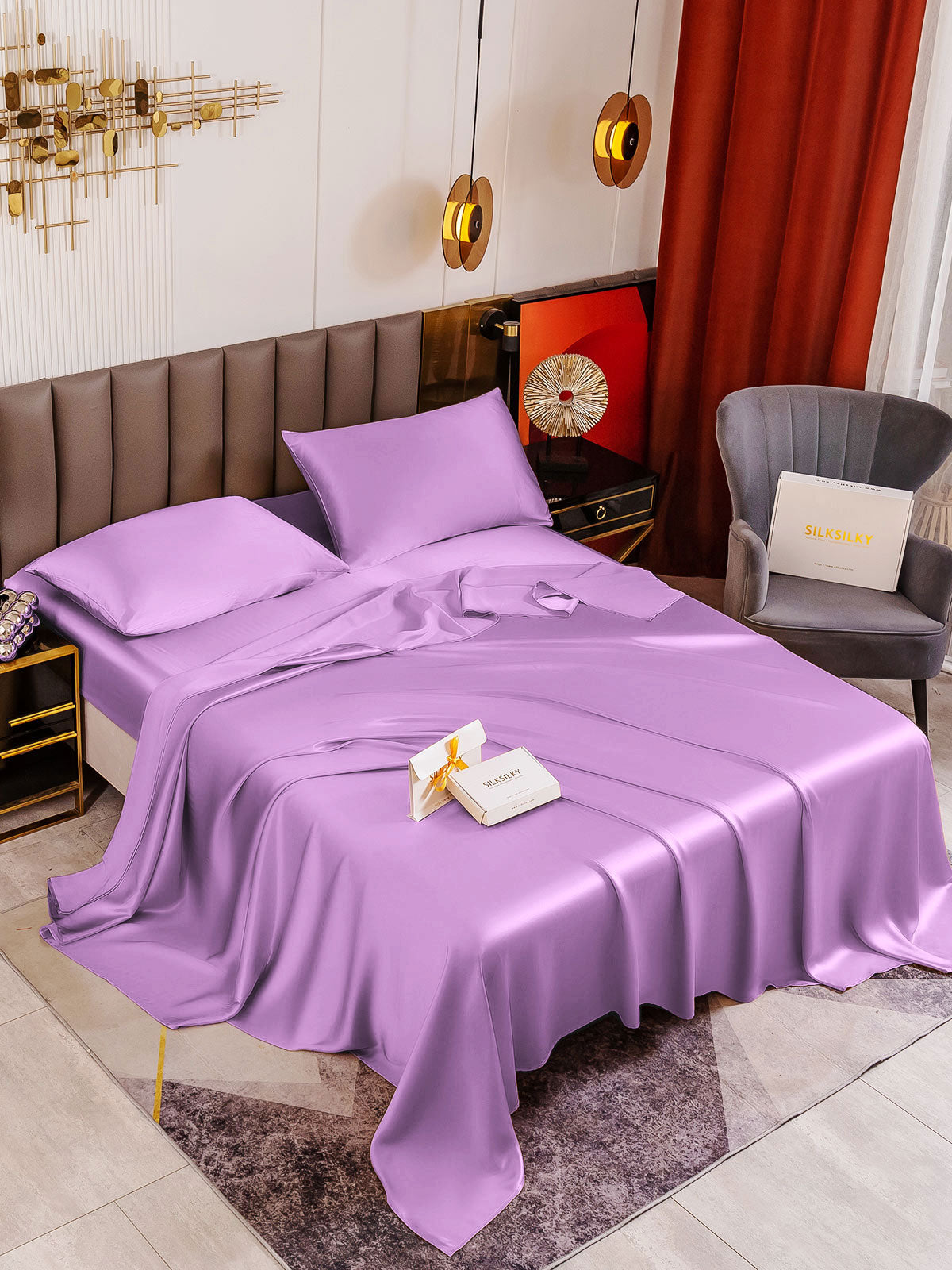 [Lavendel] SilkSilky-NO 19Momme Bedding Set 001