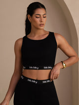 [Svart] SilkSilky-NO Sleeveless Crew Neck Women's Outfit Sets 004