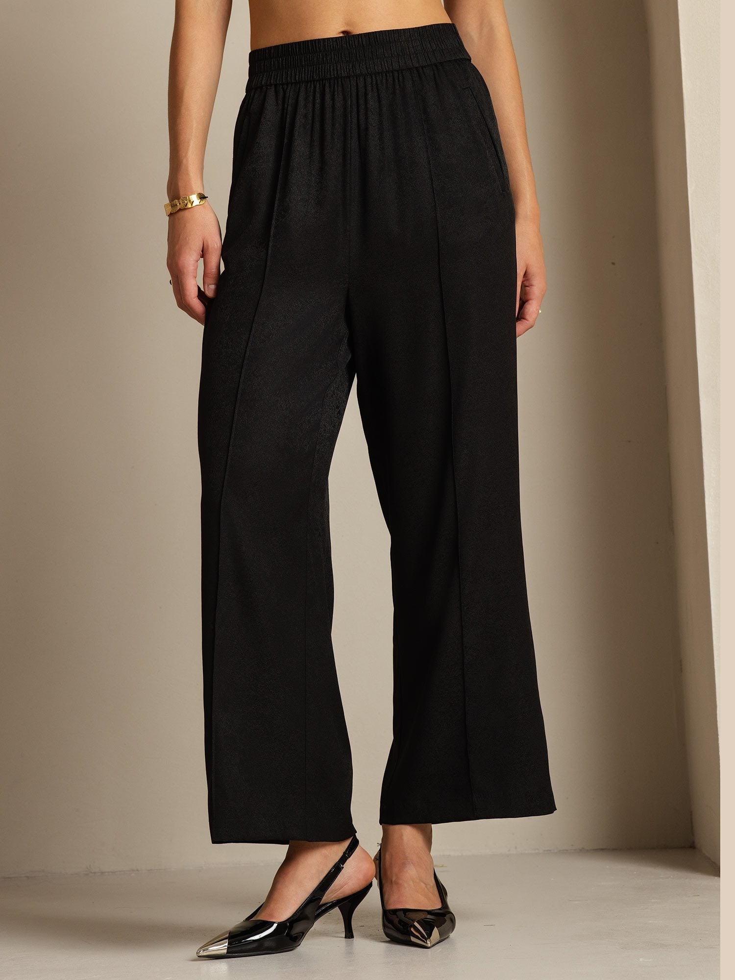 [Svart] SilkSilky-NO 22Momme Silke Womens Pants 005